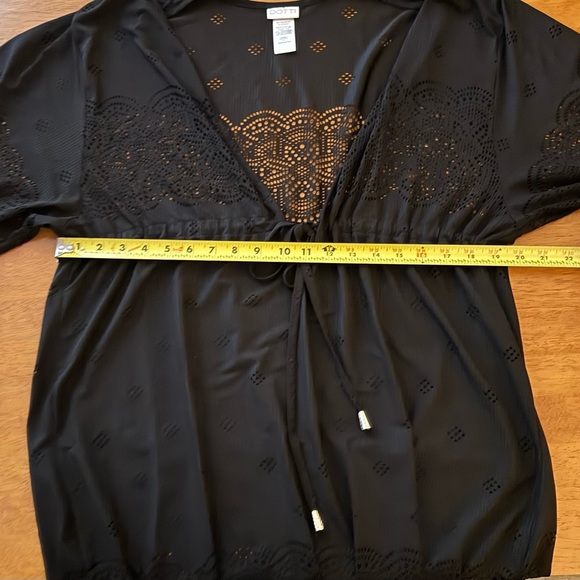 Dotti Women’s Black Lace Overlay Drawstring Waist Swimsuit Coverup Size XL - Picture 6 of 9
